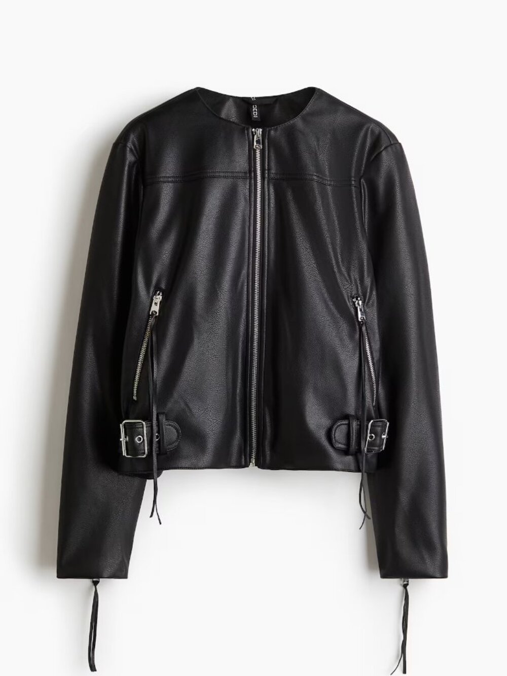 H&M Divided Black Faux Leather Moto Biker Jacket NWT Size L